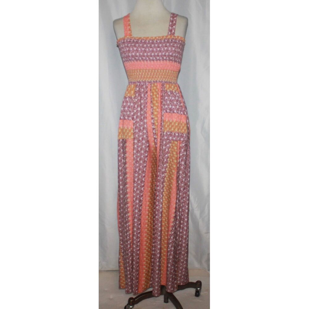 Women's Bucket List Peach & Lavender Muticolor Floral Jumpsuit Size L
